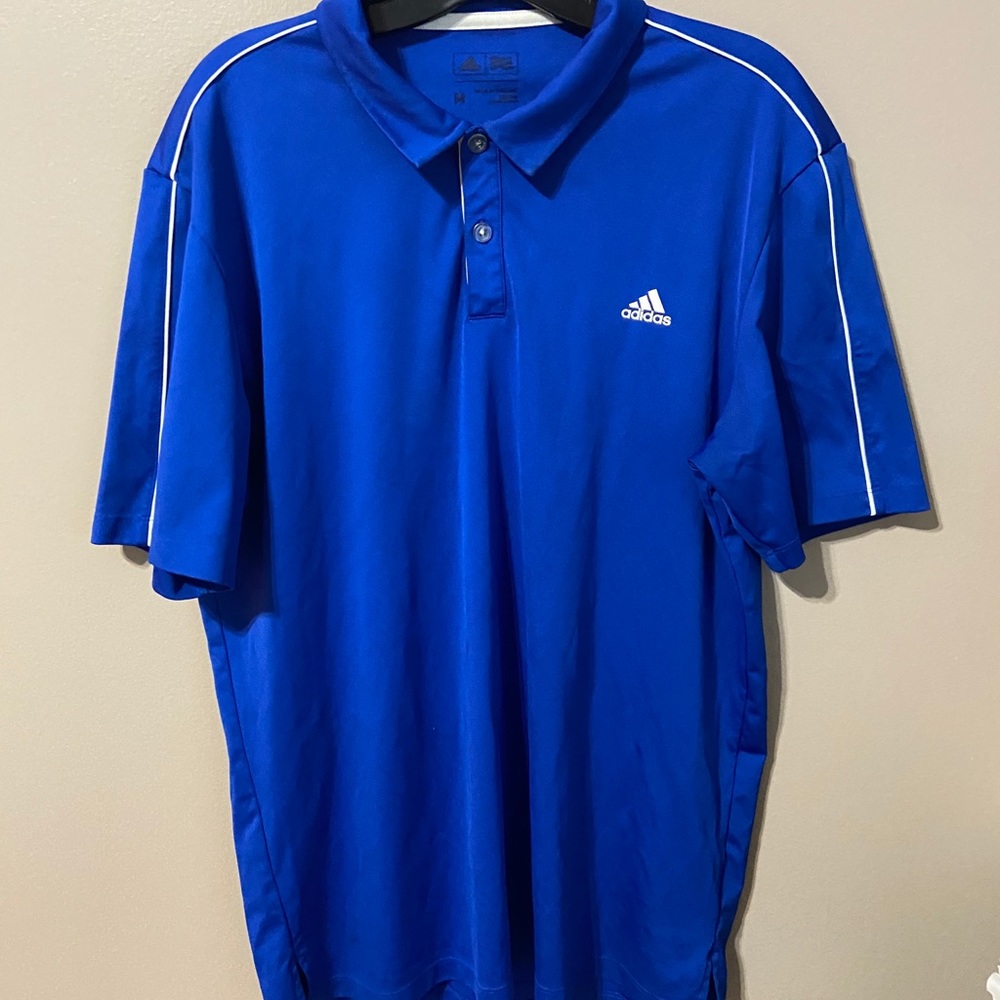 Adidas Men’s Polo Royal Blue/Write Shirt size M